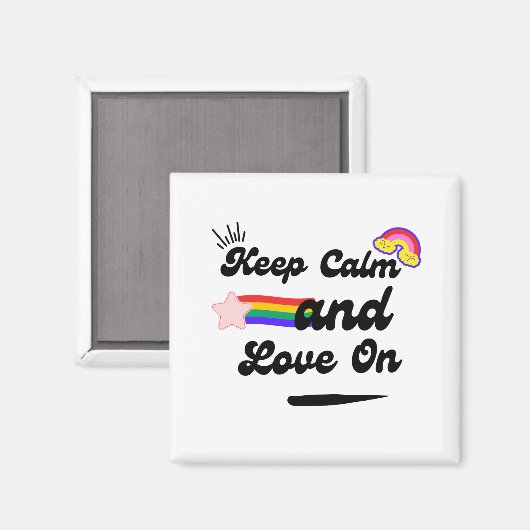Retro Keep Calm en Love On Magnet Magneet (Voorkant / Achterkant)