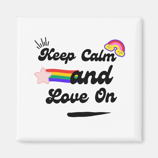 Retro Keep Calm en Love On Magnet Magneet (Voorkant)