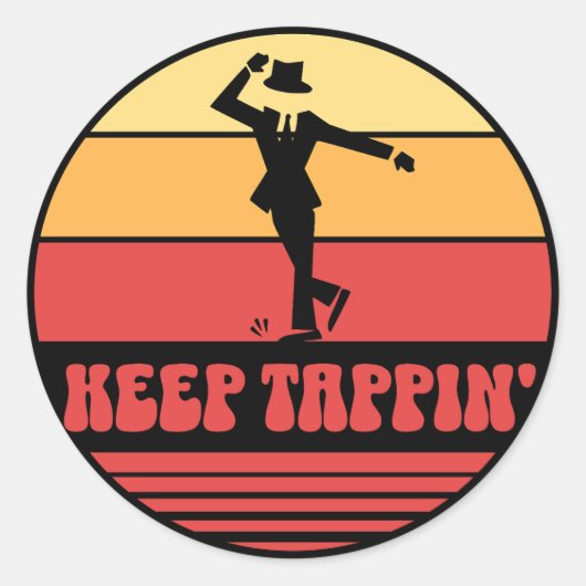 Retro Keep Tappin' Tap Dancer Ronde Sticker (Voorkant)