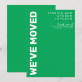 Retro Kelly Green White Minimalist Moving Aankondiging (Voorkant / Achterkant)