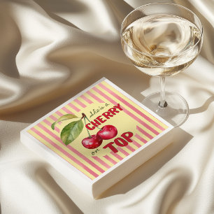 Retro Kersen Cafe Rood Geel Baby Shower Servet