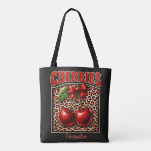 Retro Kersen Coquette Trendy Strik ontwerp op Luip Draagtas