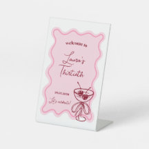 Retro Kersencocktail Verjaardags Welkom Bord