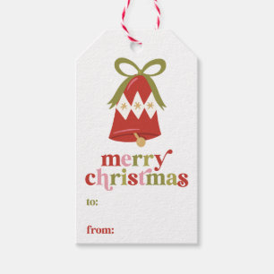 Retro Kerst Bell Fill-in Gift Labels Cadeaulabel