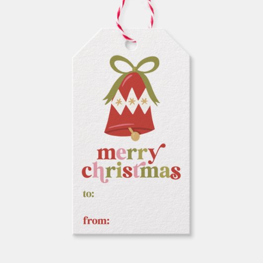 Retro Kerst Bell Fill-in Gift Labels Cadeaulabel (Voorkant)