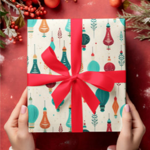 Retro Kerst Bollen Ornamenten Patroon Cadeaupapier
