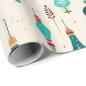 Retro Kerst Bollen Ornamenten Patroon Cadeaupapier (Rol Hoek)