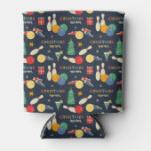 Retro kerst bowling patroon blikjeskoeler (Voorkant)