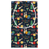 Retro kerst bowling patroon klein cadeauzakje (Achterkant)