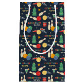 Retro kerst bowling patroon klein cadeauzakje (Voorkant)