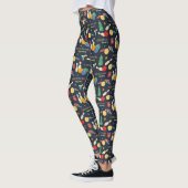 Retro kerst bowling patroon leggings (Links)
