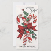Retro Kerst Candy Canes Custom Feestdagenkaart (Voorkant)