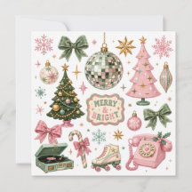 Retro Kerst Disco Vintage Vakantie Collage