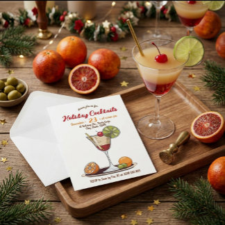 Retro Kerst Drinkjes Kerstfeest Uitnodiging