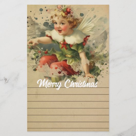Retro kerst fee briefpapier (Voorkant)