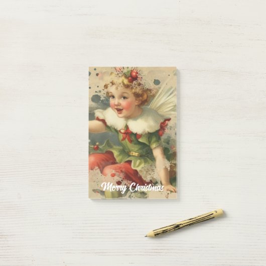 Retro kerst fee post-it® notes (Op bureau)