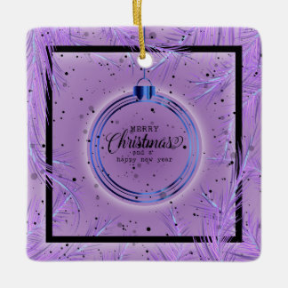 Retro Kerst Frame Takken Prettig Kerstfeest Keramisch Ornament