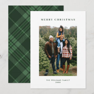 Retro Kerst geruite Tartan Groet Foto Feestdagenkaart