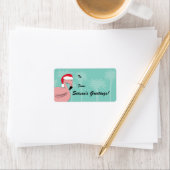 Retro Kerst Gift Label - Roze Flamingo (Insitu)