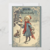 Retro Kerst Gouache afbeeldingen voor en achter Feestdagenkaart (Achterkant)