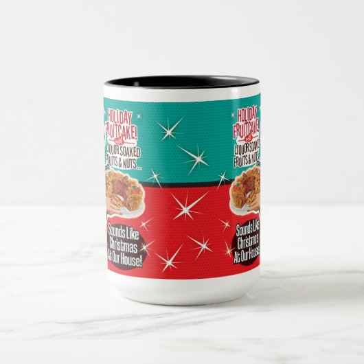 Retro Kerst Grappig als een Fruitcake Mok (Midden)
