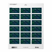 Retro Kerst Groen Blauw Plaid Etiket (Full Sheet)