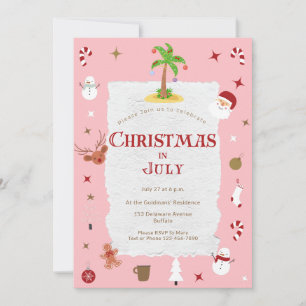 Retro kerst in juli verjaardagsfeestje kaart