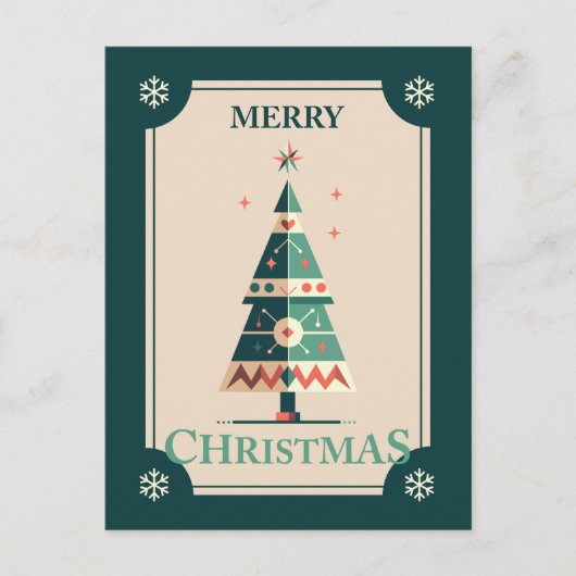 Retro kerst Kaart met geometrisch boomontwerp (Voorkant)