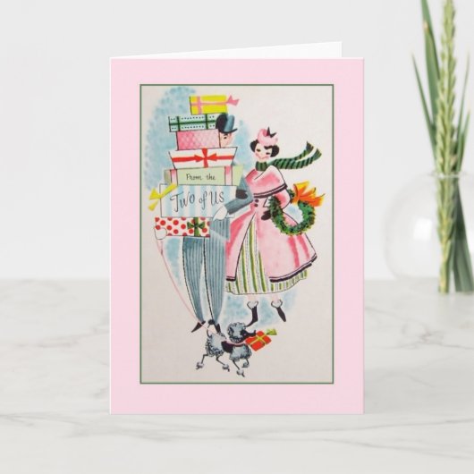 Retro kerst Kaart van ons tweeën (Voorkant)