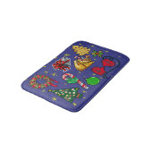 Retro Kerst Kleurrijk Blauw Rood Groen Badmat (Gekanteld)