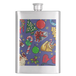 Retro Kerst  Kleurrijk Blauw Rood Groen Flacon