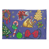 Retro Kerst Kleurrijk Blauw Rood Groen Kussensloop (Achterkant)