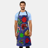 Retro Kerst  Kleurrijk Blauw Rood Groen Schort (Gedragen)