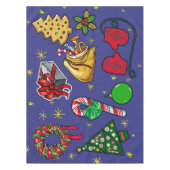 Retro Kerst Kleurrijk Blauw Rood Groen Tafelkleed (Voorkant)