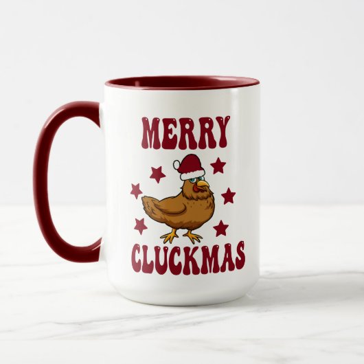 Retro kerst Merry Cluckmas Funny Chicken Mok (Links)