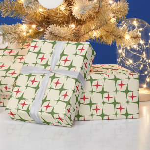 Retro Kerst Midden-Eeuw Moderne Atoomsterren Cadeaupapier