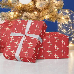 Retro Kerst Midden-Eeuw Moderne Atoomsterren Cadeaupapier