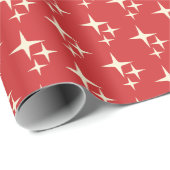 Retro Kerst Midden-Eeuw Moderne Atoomsterren Cadeaupapier (Rol Hoek)