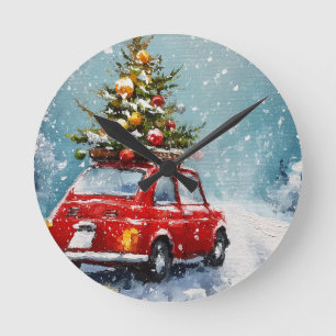  retro kerst   Nostalgische vakantie decor Ronde Klok