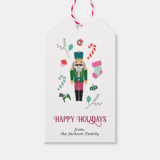 Retro Kerst Notenkraker Vakantie Cadeaulabel (Voorkant)