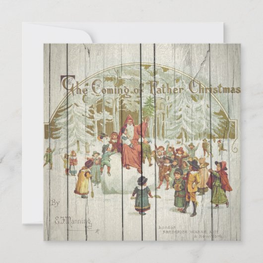 Retro kerst op hout feestdagenkaart (Voorkant)