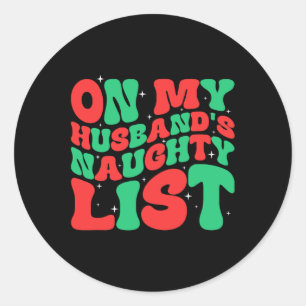 Retro kerst op mijn man ondeugende lijst ronde sticker