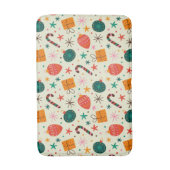 Retro Kerst Ornament en Cadeaupatroon Badmat (Voorkant Verticaal)