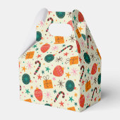 Retro Kerst Ornament en Cadeaupatroon Bedankdoosjes (Achterkant)