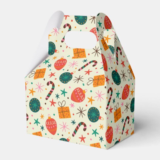 Retro Kerst Ornament en Cadeaupatroon Bedankdoosjes (Achterkant)