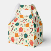 Retro Kerst Ornament en Cadeaupatroon Bedankdoosjes (Voorkant Zijde)