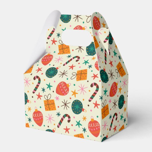 Retro Kerst Ornament en Cadeaupatroon Bedankdoosjes (Voorkant Zijde)