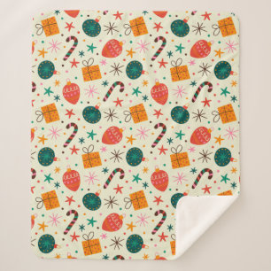 Retro Kerst Ornament en Cadeaupatroon Sherpa Deken