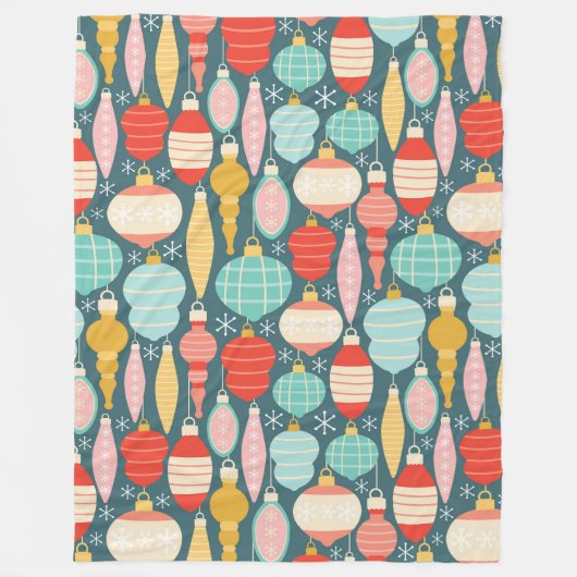 Retro Kerst Ornamenten Naadloos Patroon Fleece Deken (Voorkant)