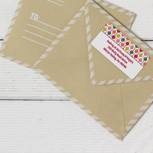 Retro kerst patroon retour adres etiket